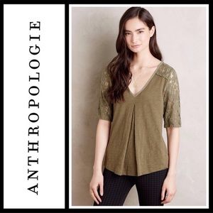 ANTHROPOLOGIE Meadow Rue Brushed Lace Tee Medium